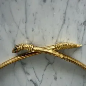 Serpent Omega Chain Snake Belt | Vintage Gold Stretch Belt | Blue Eyes Gold Tone Snake Belt - Etsy main image 3